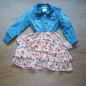 Bonnie Jean Blue Denim Jacket with Floral Skirt